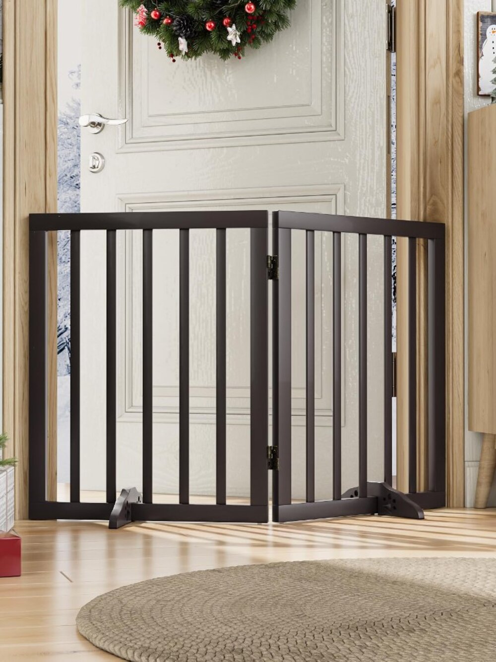 Freestanding Foldable Dog Gate 2 Panel,Fully Assembled Dog Gates for Doorways